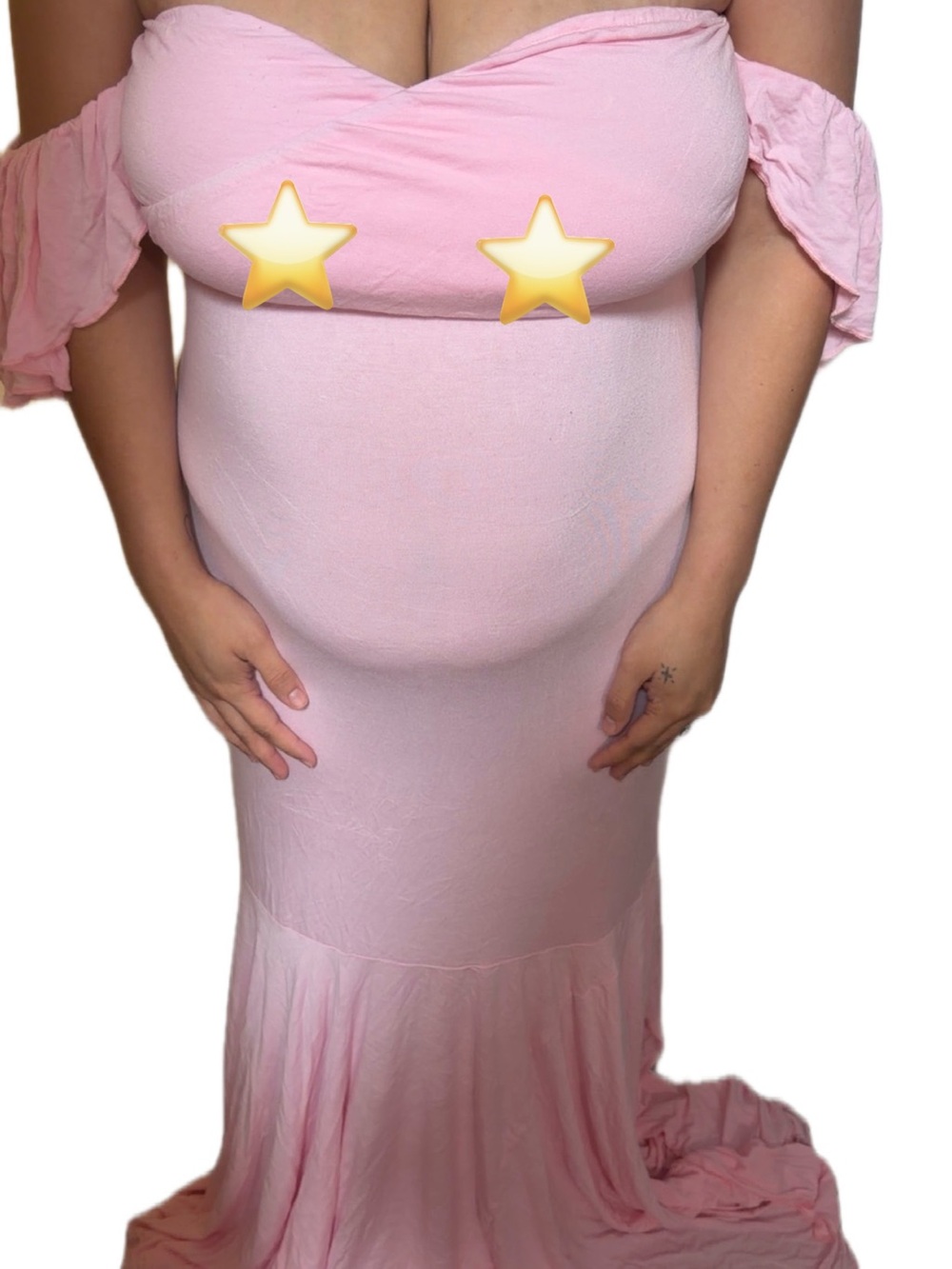 Elegant Long Pink Off Shoulder Maxi Dress XL